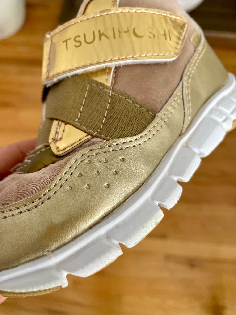 Tsukihoshi: Metallic Gold and Satin Bronze Toddlers Sneakers - Picture 9 of 16